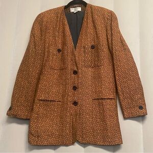 Vintage Michii Moon for Sanyo Women’s Blazer Jacket Size 6 Linen Blend Japan